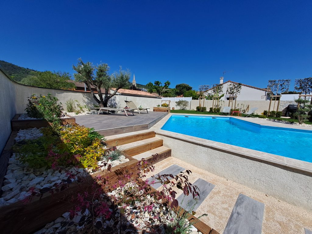 aménagement terrasse piscine moderne margelles paysagisme Florasol Ardèche Drôme