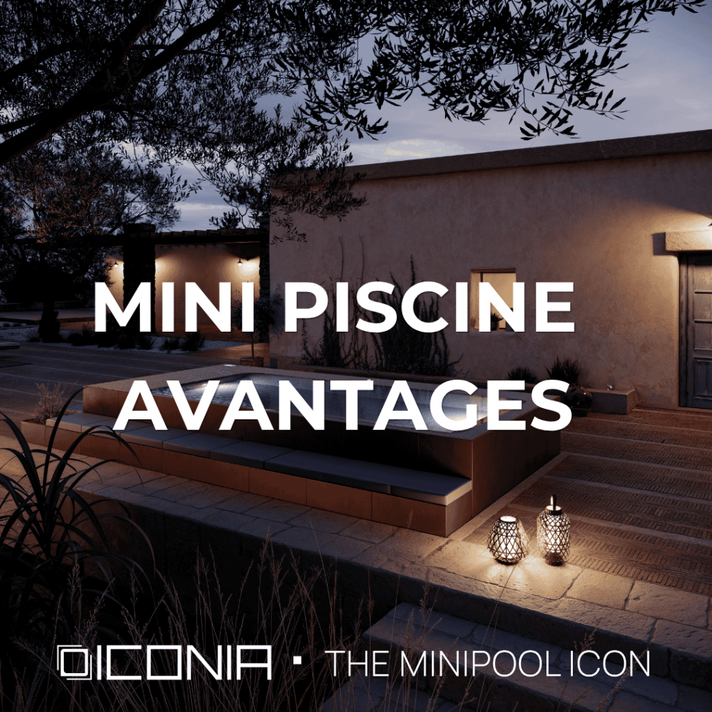 Mini-piscine design ICONIA avec plage immergée et espace détente extérieur