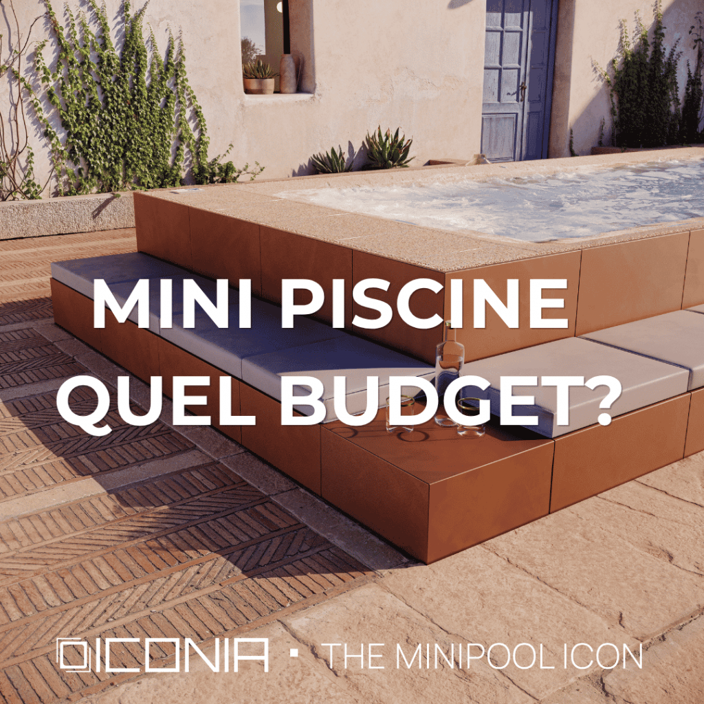 Mini-piscine ICONIA moderne avec plage périphérique et espace de détente