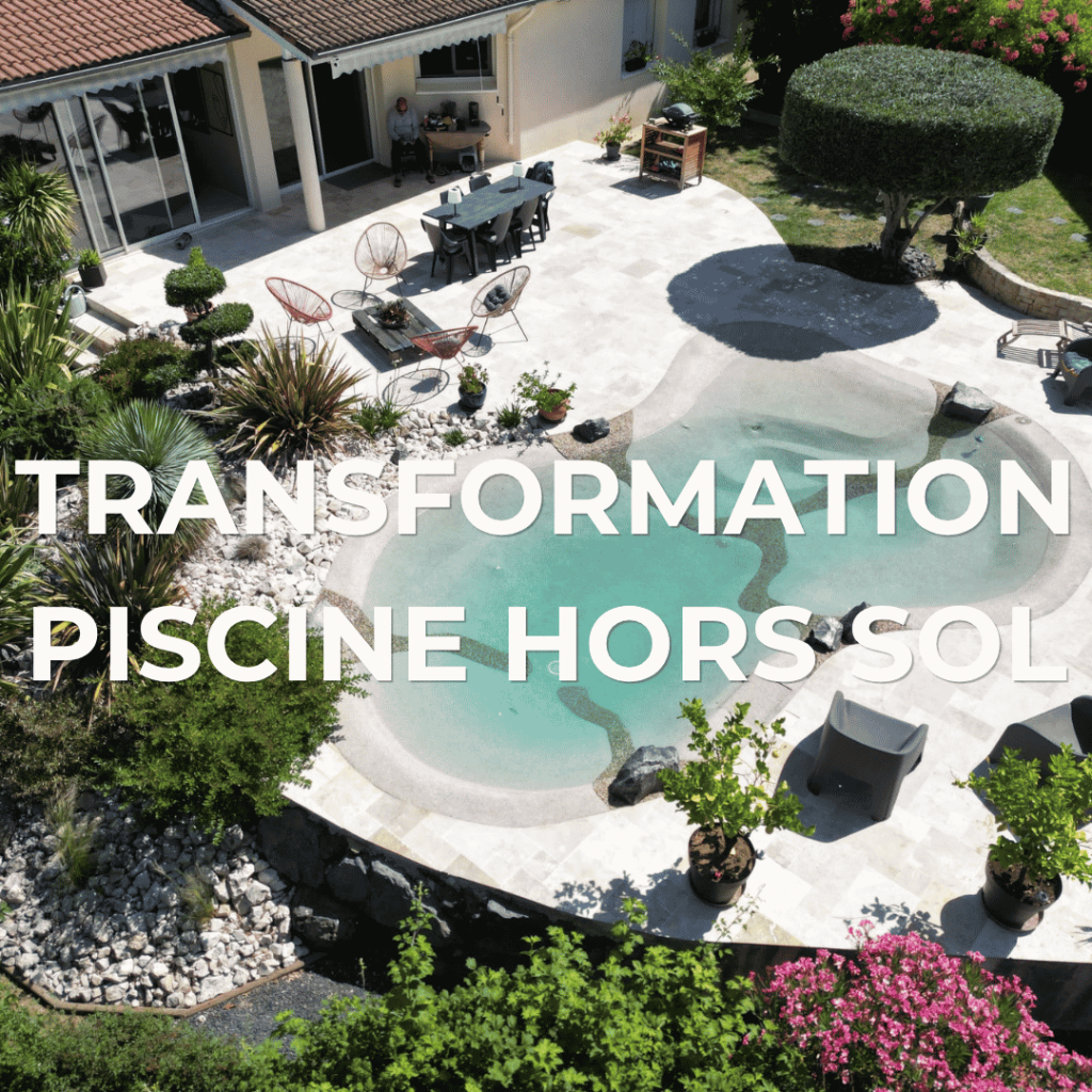 Transformation d'une piscine hors-sol en piscine lagon Bio.design intégrée au jardin