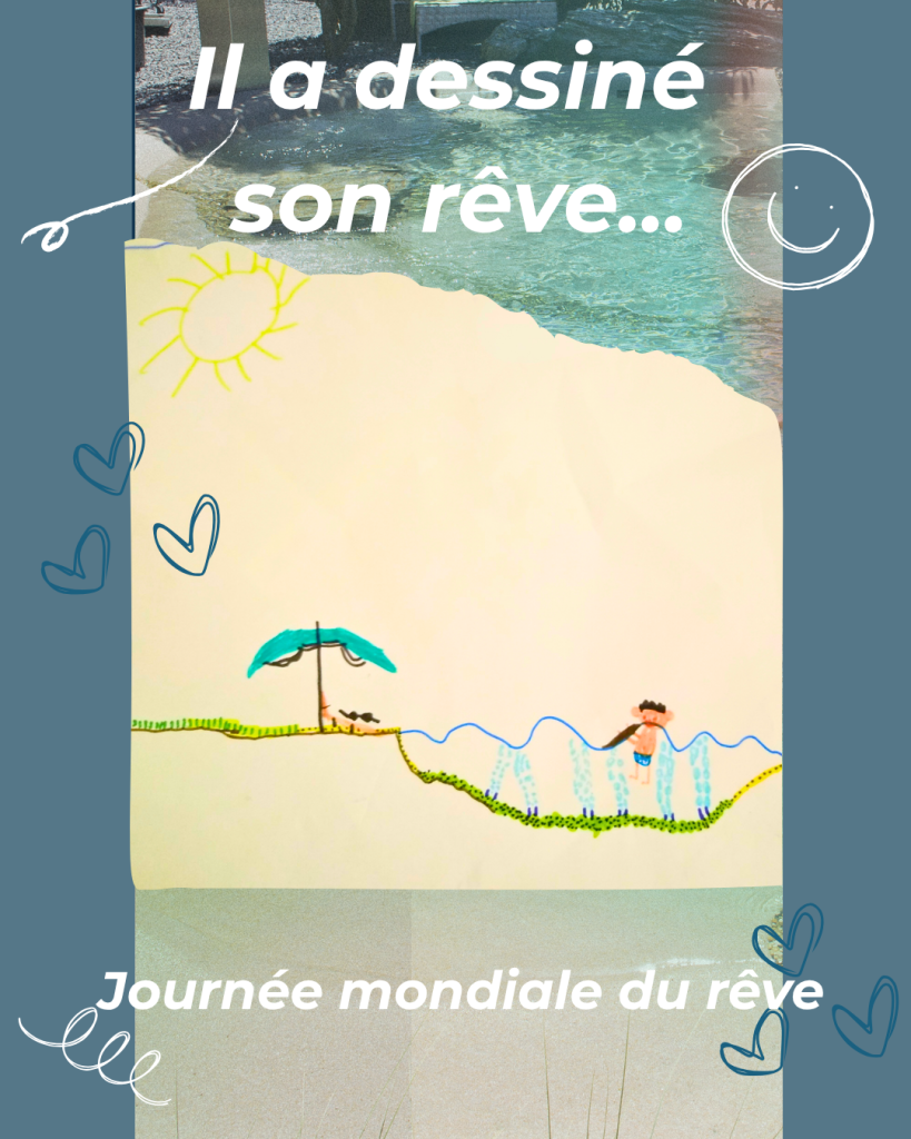Dessin d’une piscine rêvée transformé en projet de piscine lagon et d’aménagement paysager